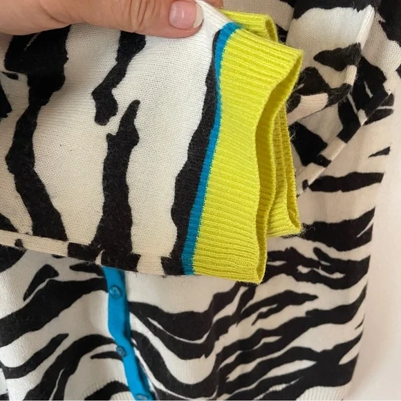 Vintage Y2K Zebra animal print sweater cardigan button-down Crewneck Large - Picture 5 of 5